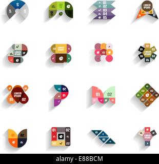 Set of 3d flat geometric abstract icons for mobile apps, business templates, web banners Stock Vector