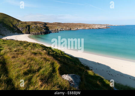 The secluded beach of Camas Tràigh Bhoisadair at Carnais on the Isle of Lewis. Stock Photo