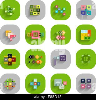 Infographic templates inside colorful circles. Set of flat icons with shadow for business / technology presentation / mobile app Stock Vector