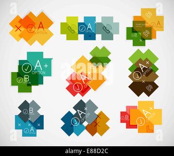 Set of cross infographic paper templates for business background | numbered banners | business lines | graphic website Stock Vector