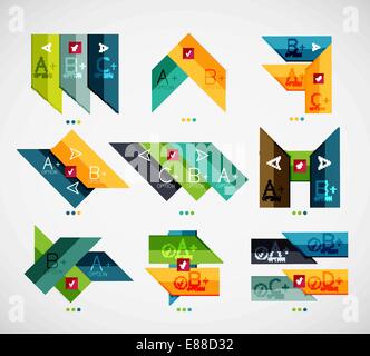 Collection of modern business infographic templates made of stripes, lines. Option banner designs Stock Vector