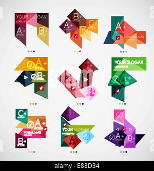 Collection of modern business infographic templates made of abstract geometric shapes. Option banners mega set Stock Vector
