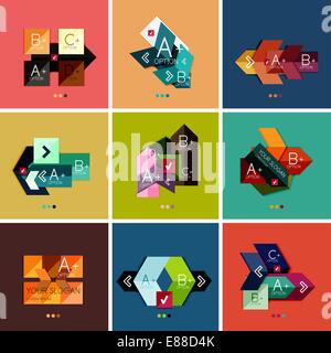 Set of flat design geometric infographic templates. Option banners mega set Stock Vector