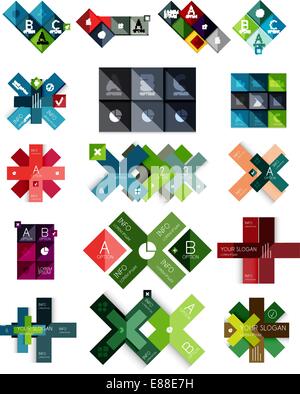 Vector set of flat paper banners for web design, business templates, technology designs Stock Vector