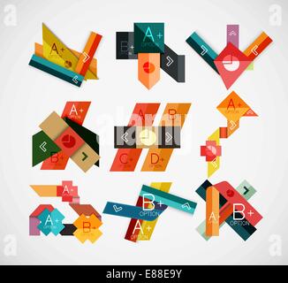 Geometrical shaped infographic concept set. Can be used as infographic template, business card design, abstract geometric symbols, multipurpose web elements, mobile app templates Stock Vector