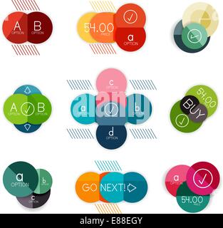 Set of circle shape vector infograph templates. Big collection of business infographic Stock Vector