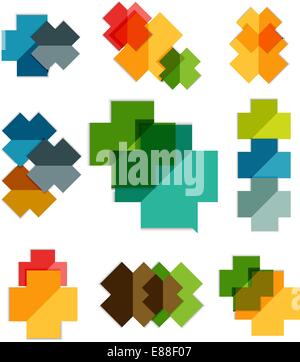 Set of cross geometric shapes - symbols | templates for business background | numbered banners | business lines | graphic website Stock Vector
