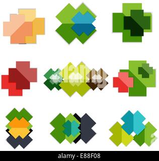 Set of cross geometric shapes - symbols | templates for business background | numbered banners | business lines | graphic website Stock Vector