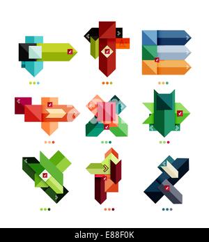 Collection of abstract colorful geometric shapes isolated on white for business background | numbered banners | business lines | graphic website Stock Vector