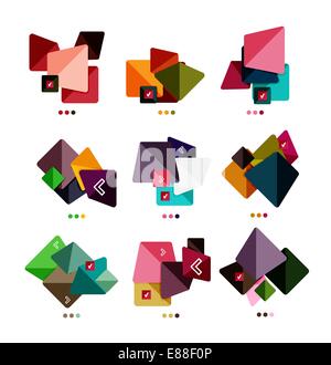 Collection of abstract colorful geometric shapes isolated on white.  For business background | numbered banners | business lines | graphic website Stock Vector