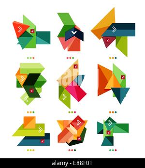 Collection of abstract colorful geometric shapes isolated on white.  For business background | numbered banners | business lines | graphic website Stock Vector