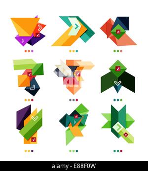 Collection of abstract colorful geometric shapes isolated on white. For business background | numbered banners | business lines | graphic website Stock Vector