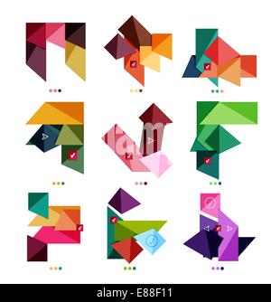 Collection of abstract colorful geometric shapes isolated on white. For business background | numbered banners | business lines | graphic website Stock Vector