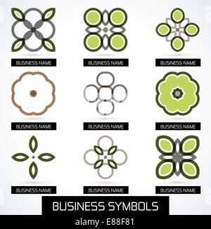 Abstract business green geometric symbols icon set Stock Vector