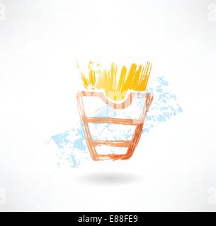 French fries grunge icon Stock Vector