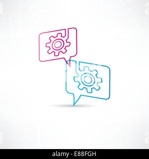 gear into speech bubbles Stock Vector