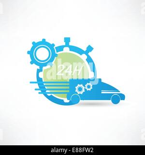 delivery truck around the clock icon Stock Vector
