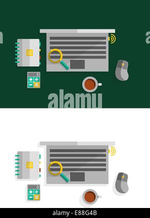 Office desktop flat design concept. Can be used for web design, printed materials, presentations Stock Vector