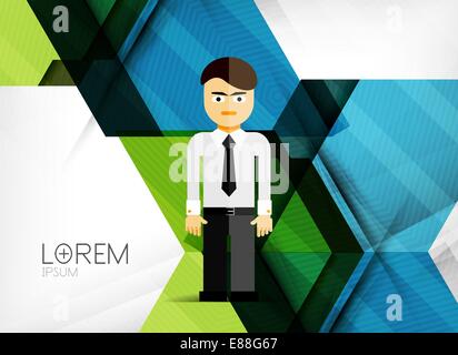 Vector business geometric design background with businessman icon Stock Vector