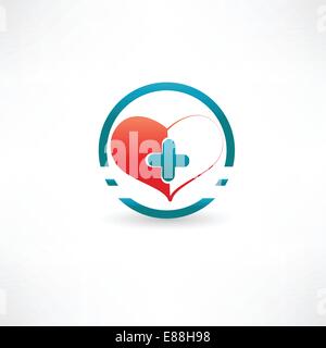 heart and medical cross inside the circle Stock Vector