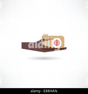 hand and the camera icon Stock Vector