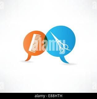 flat speech bubble icon with hairdressing tools Stock Vector