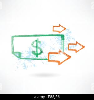 Paper dollar and arrows grunge icon Stock Vector