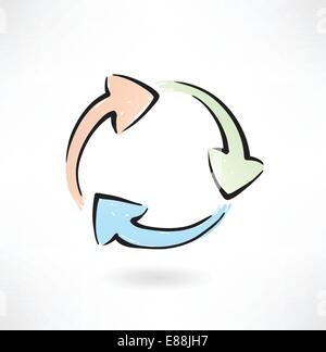 arrows cycle grunge icon Stock Vector