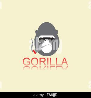 Gorilla in eyeglasses with cigar Stock Vector