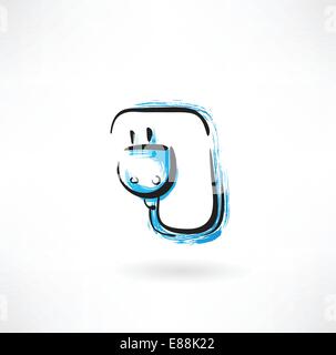 electric plug grunge icon Stock Vector