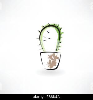 cactus in a pot grunge icon Stock Vector