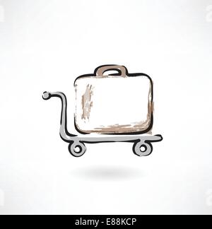suitcase on wheels grunge icon Stock Vector