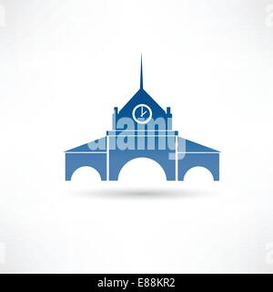 building with a clock icon Stock Vector