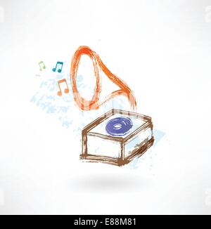 gramophone grunge icon Stock Vector