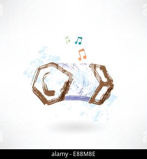 hand harmonica grunge icon Stock Vector