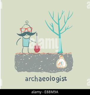 archaeologist is the place where the money is buried Stock Vector