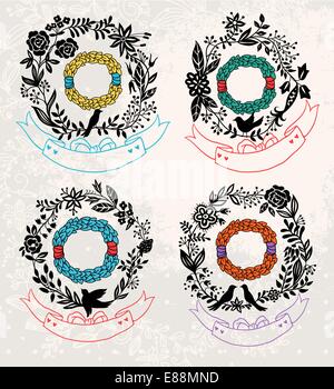 vector set of vintage floral frames Stock Vector Image & Art - Alamy