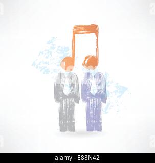 two men with notes instead of heads Stock Vector