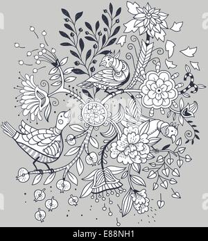 Abstract tree, flowers. Vector illustration Stock Vector Image & Art ...