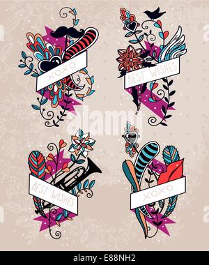 Vintage vector Set. Floral elements for design of monograms ...