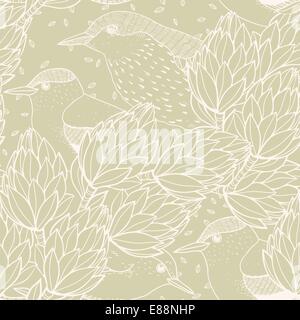 vector seamless  pattern with birds and 
artichokes Stock Vector