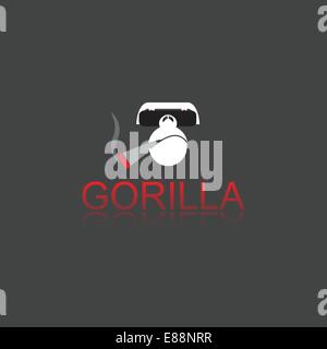 Gorilla with cigar on grey background Stock Vector