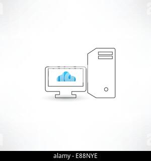 Computer with cloud on display Stock Vector
