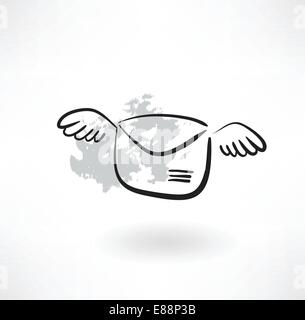 flying envelope grunge icon Stock Vector