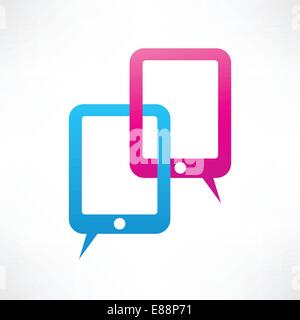 Two ipads bubble speech Stock Vector