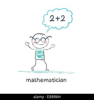 mathematician thinks about solving the problem Stock Vector