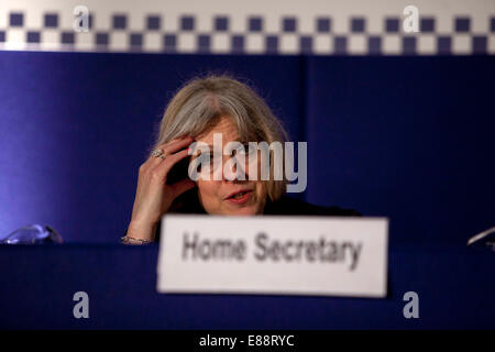 Home Secretary Theresa May speaks on opening day of Association Of Chief Police Officers ACPO summer conference Stock Photo