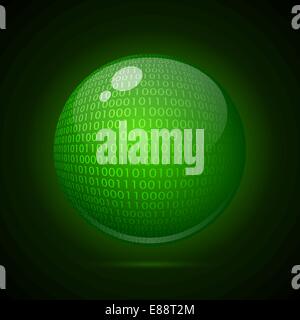 Digital green globe on a dark background Stock Vector