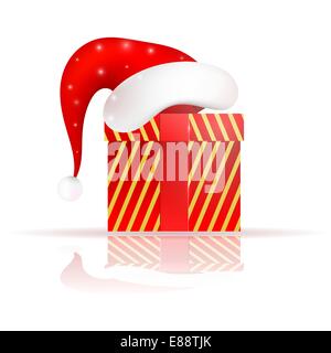 Santa Claus hat on the present Stock Vector