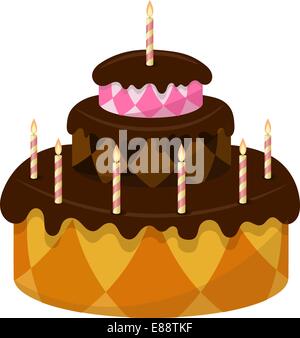 vector big birthday cake with burning candles Stock Vector Image & Art ...